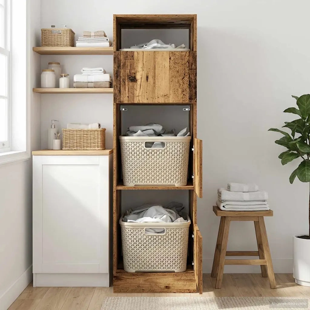 Mobile da lavanderia con porta Legno vecchio Legno multistrato 3422798
