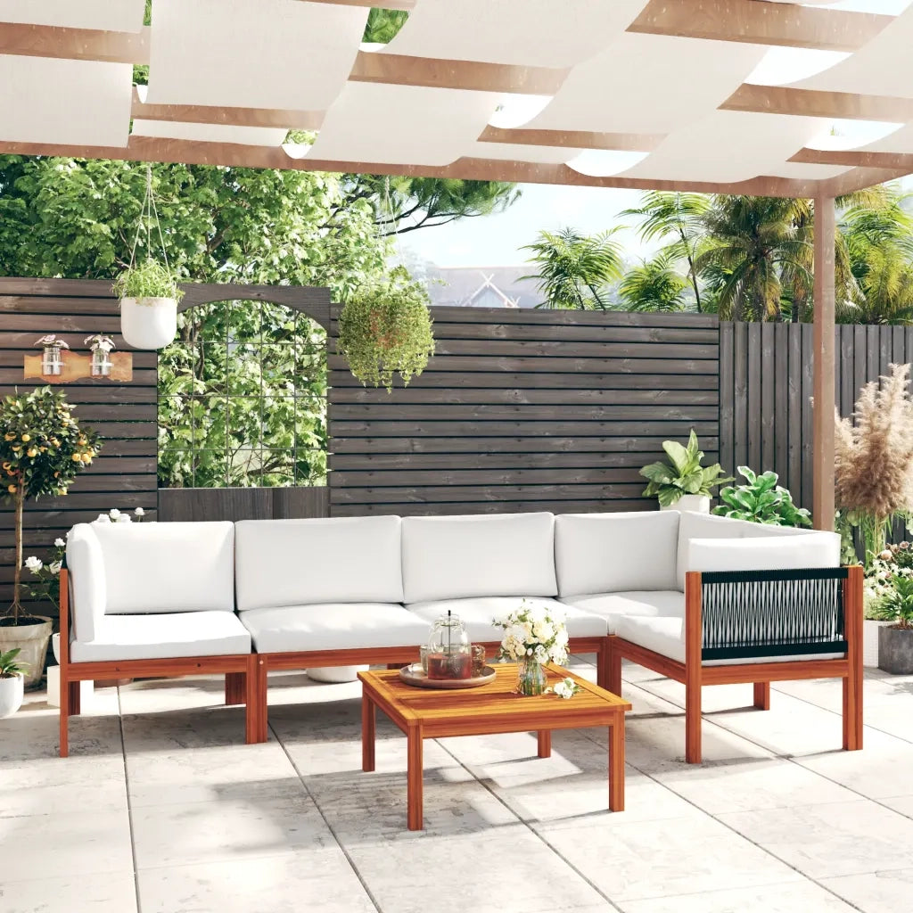 Set da giardino 6 pezzi con cuscini crema 63x63 cm 3057901