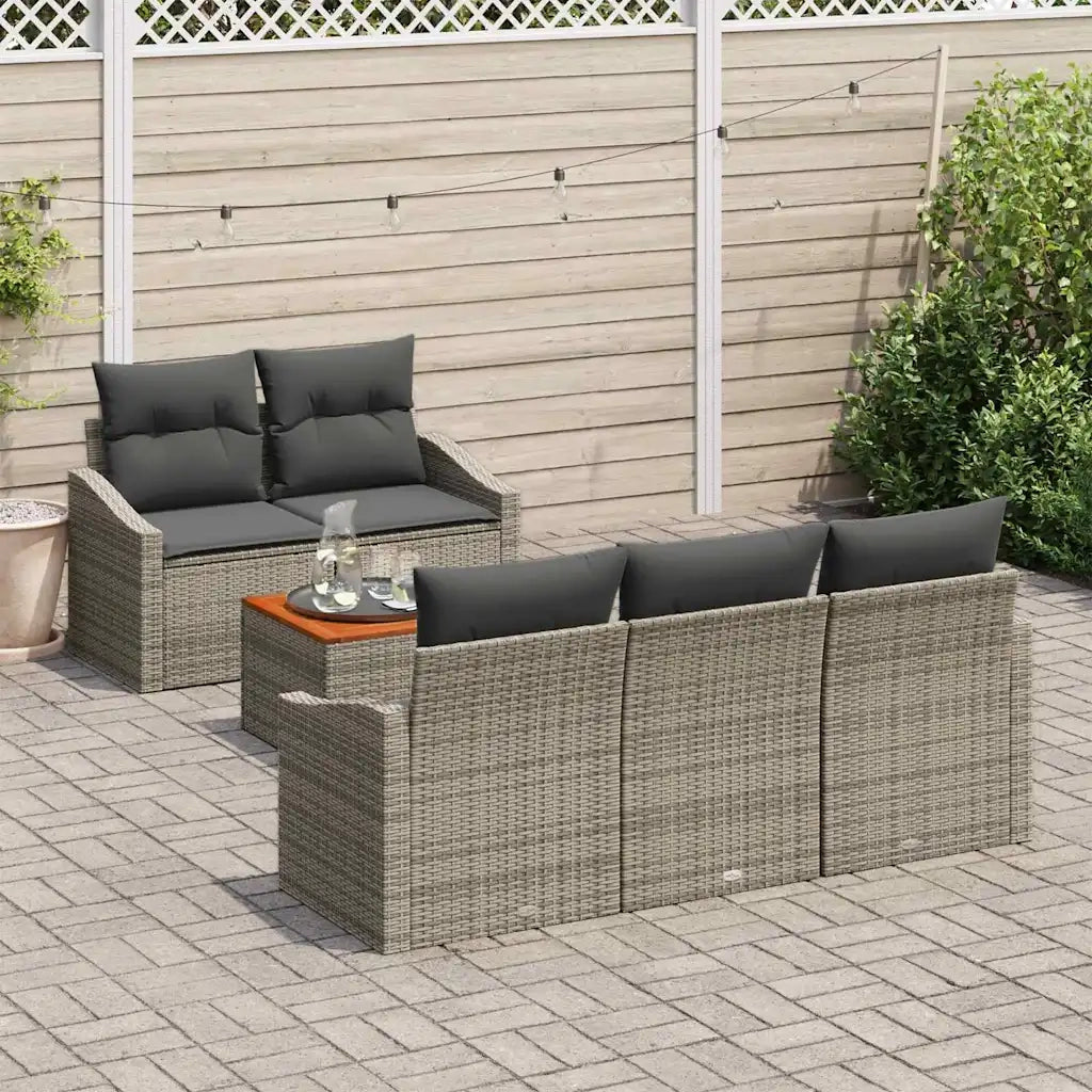 Set Divano da Giardino 6 pcs Grigio polyrattan