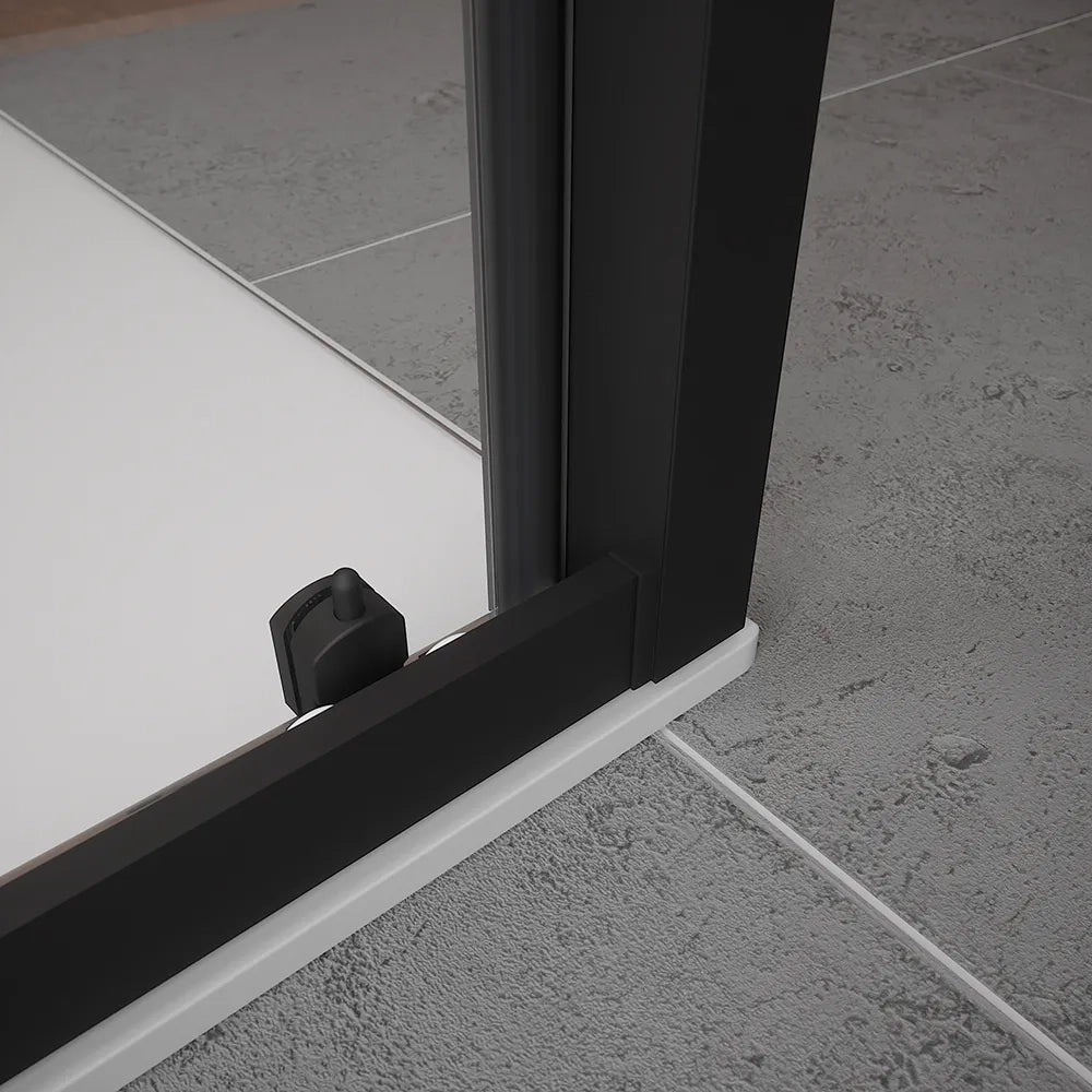 Box doccia 140x70 cm  scorrevole vetro 6mm trasparente profili nero opaco h185 | Tonga