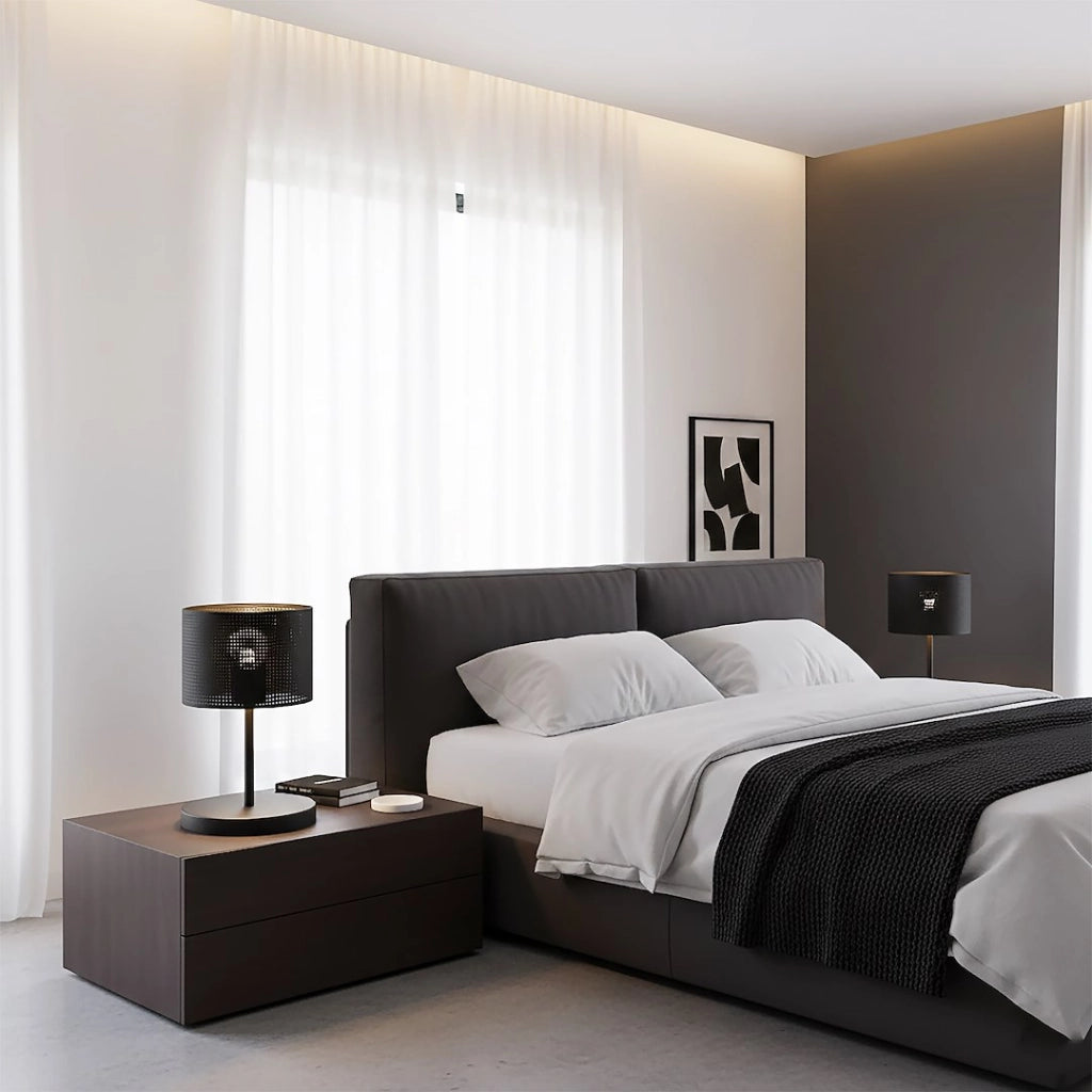 Lampada da tavolo LUX nera cilindrica 1xE27 Emibig