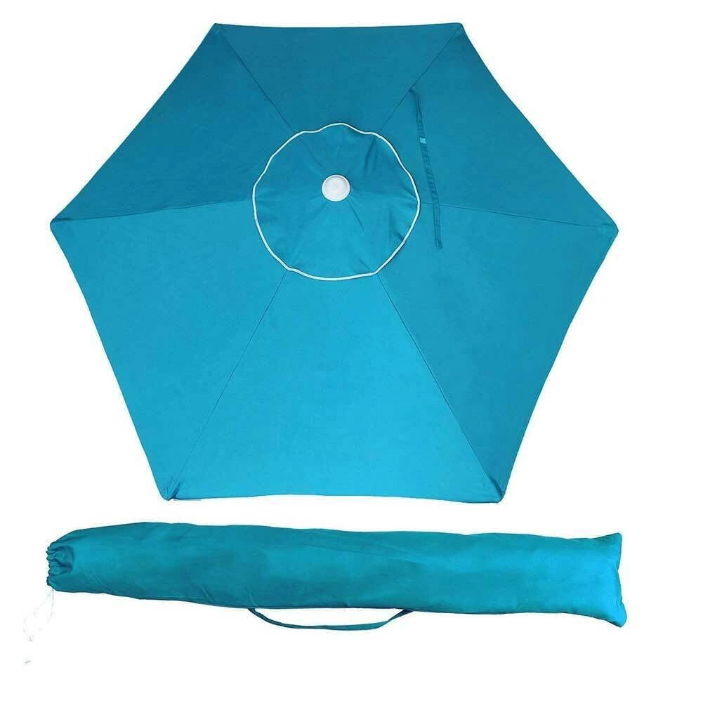Ombrellone Mare Spiaggia Giardino Acciaio Inox Grande 210cm Azzurro con Custodia