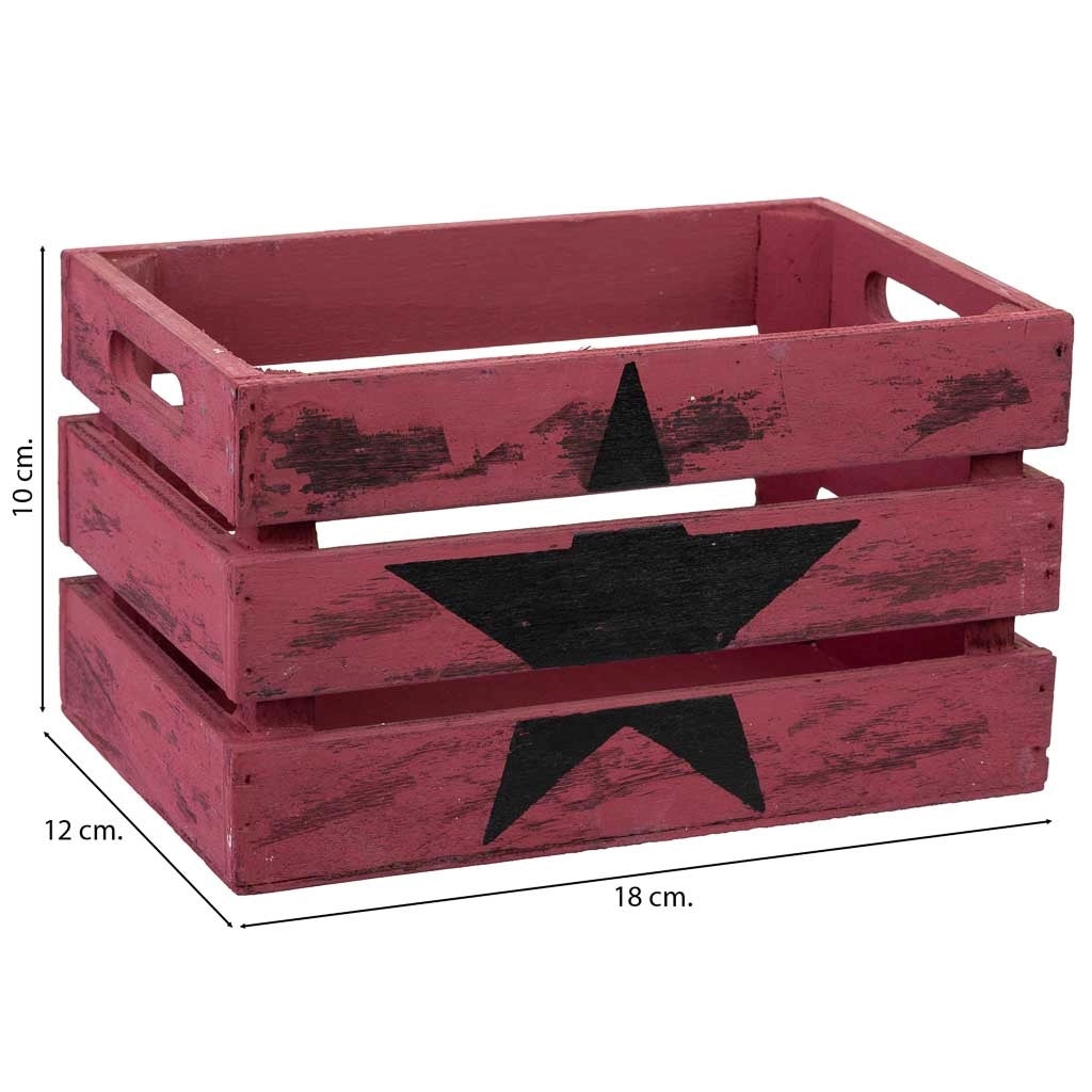 Cassetto in legno rosso 18x12x10h cm