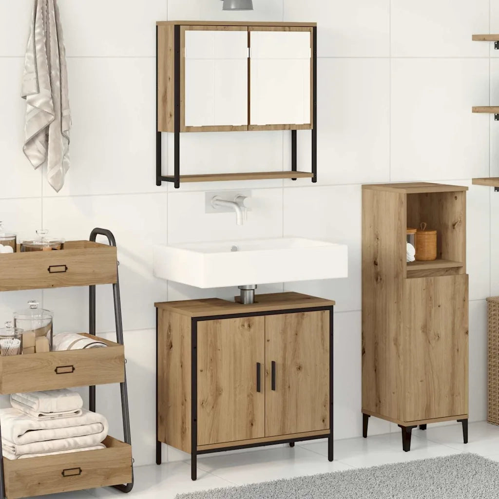 Set di mobili per il bagno 2 pcs Marrone Legno multistrato 3334323