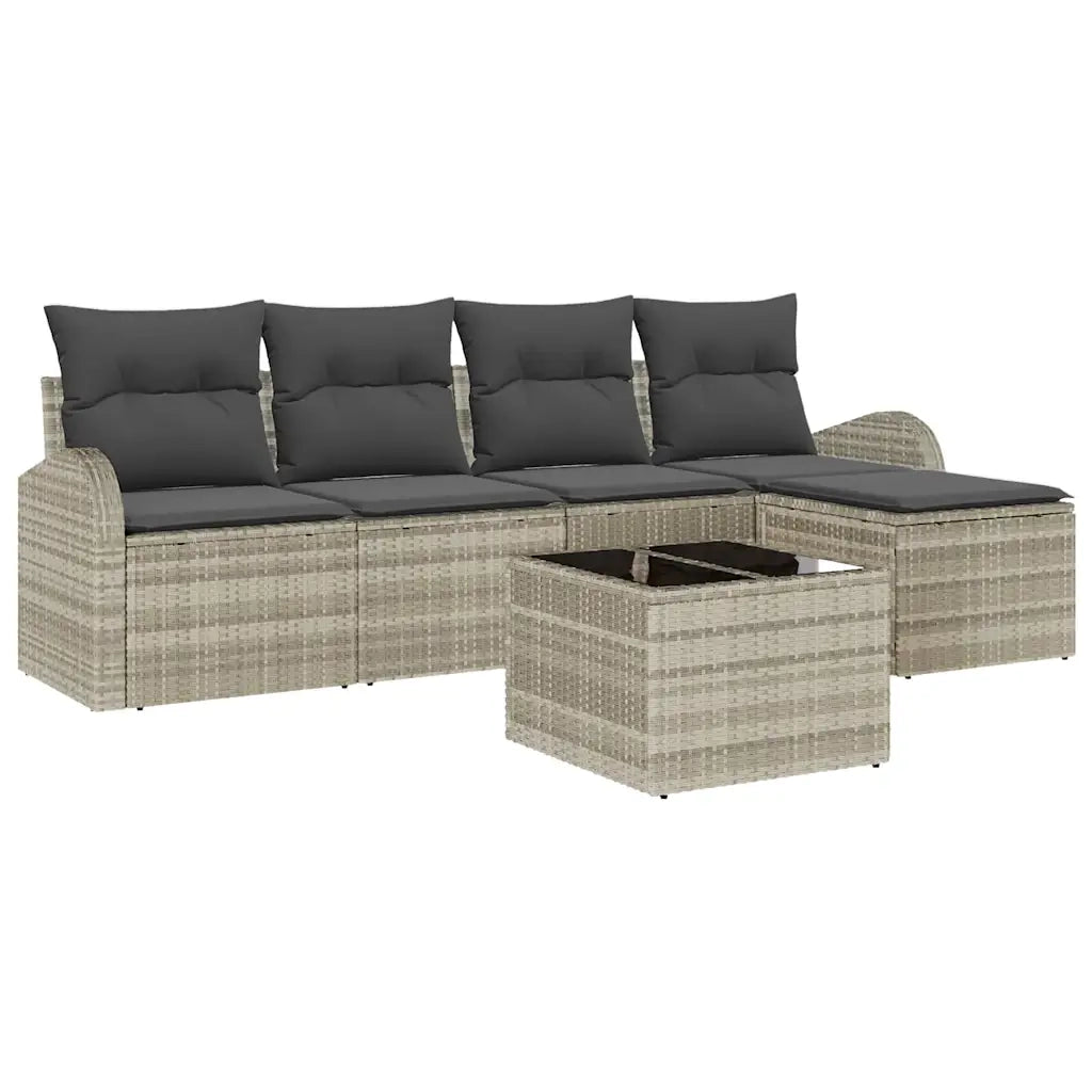 Set Divano da Giardino 6 pcs Grigio chiaro polyrattan 3346012