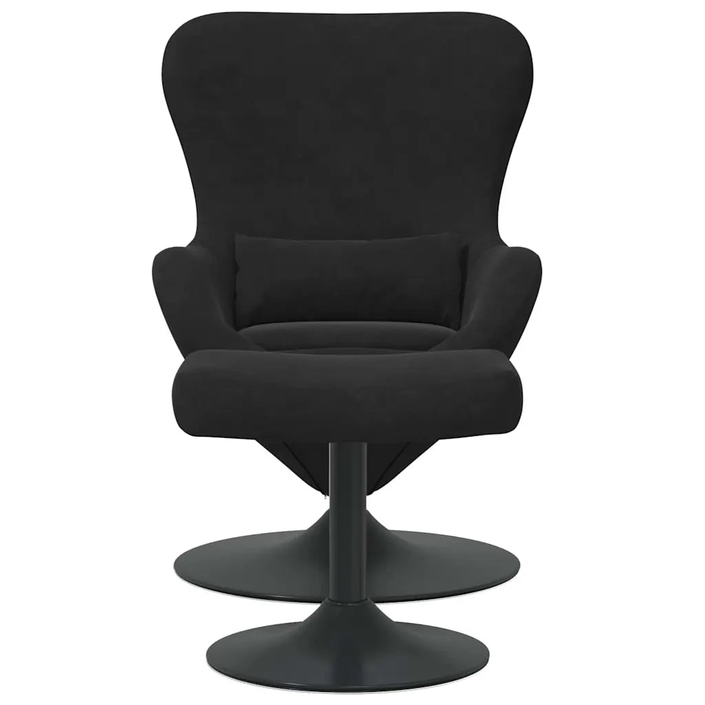 Poltrona | Sedia Egg con Pouf Nero Velluto