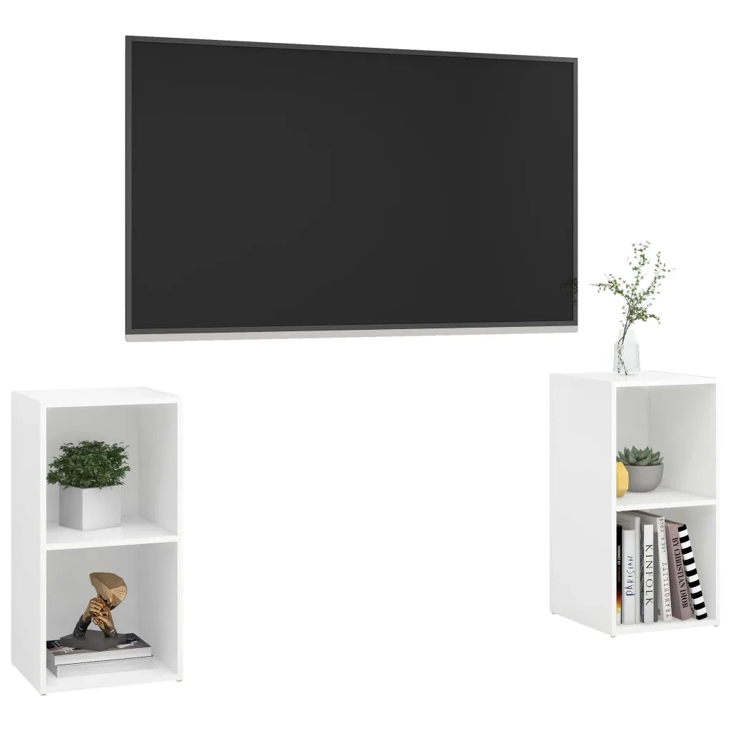 Mobili Porta TV 2 pz | Armadietto TV | Mobile Porta TV Bianco 72x35x36,5 cm in Legno Multistrato