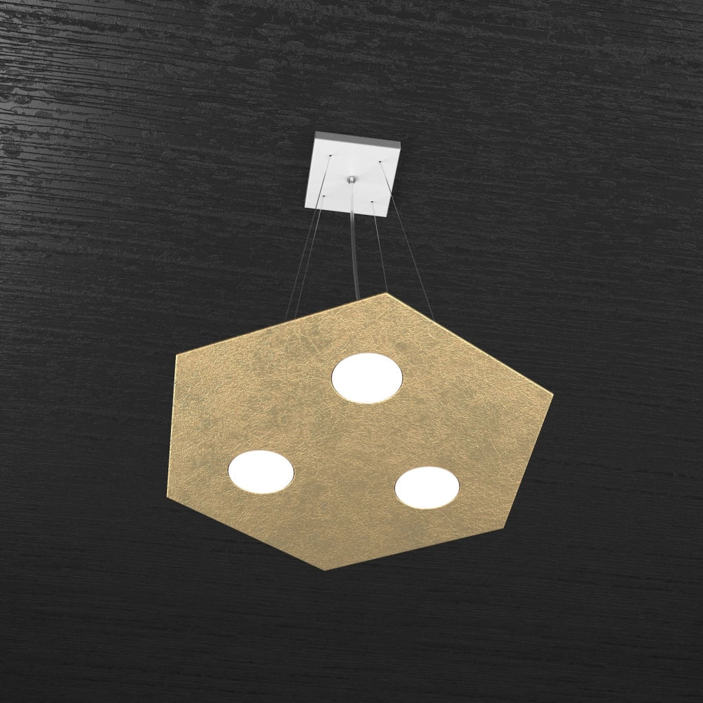 EXAGON SOSPENSIONE 3 LUCI FOGLIA ORO 1142-SP-FO