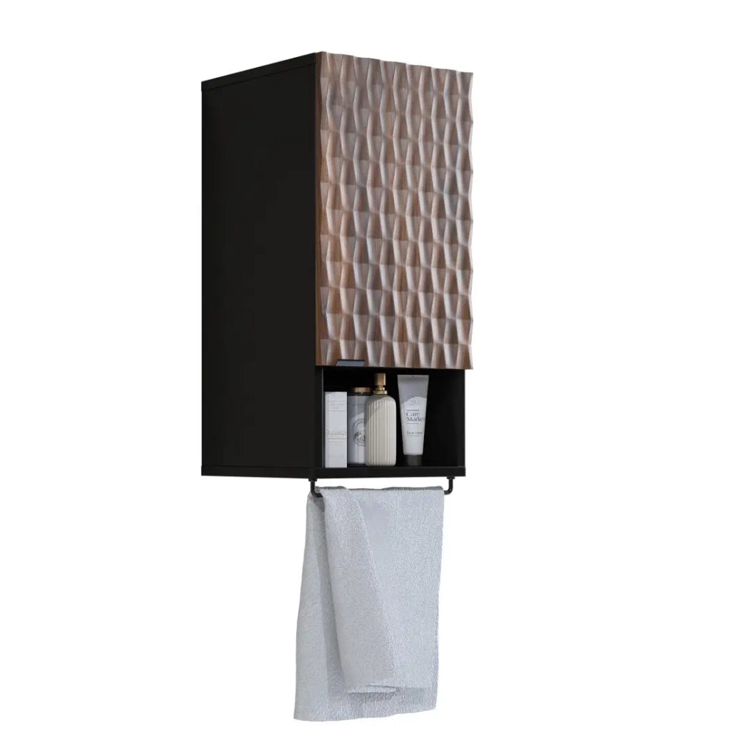 Set di 3 mobili da bagno KING – Rovere scuro e nero - 60 cm