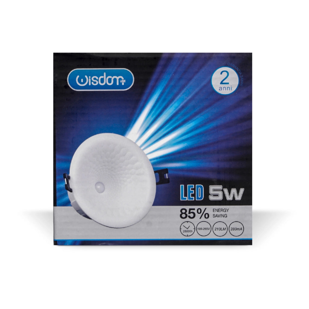 Faretto da incasso non orientabile bianco 5w 3000K luce calda