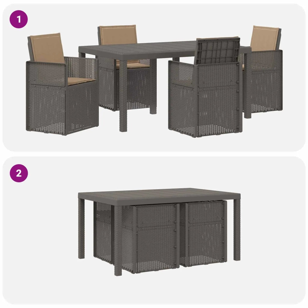 Set da Pranzo per Giardino 5 pcs Grigio chiaro e Tortora PP 3430069
