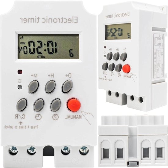 Timer Digitale Pannello DIN-rail 220 V AC display LCD programmabile 28 funzioni conteggio a scelta