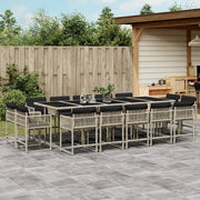 Set da Pranzo da Giardino 15 pz con Cuscini Grigio Polyrattan 3211595