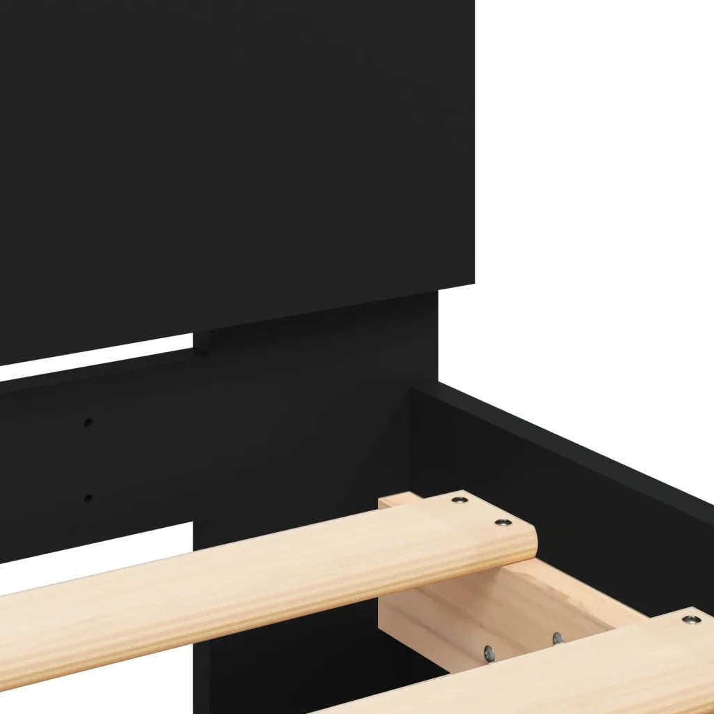 Giroletto con Testiera e LED Nero 75x190 cm 838842