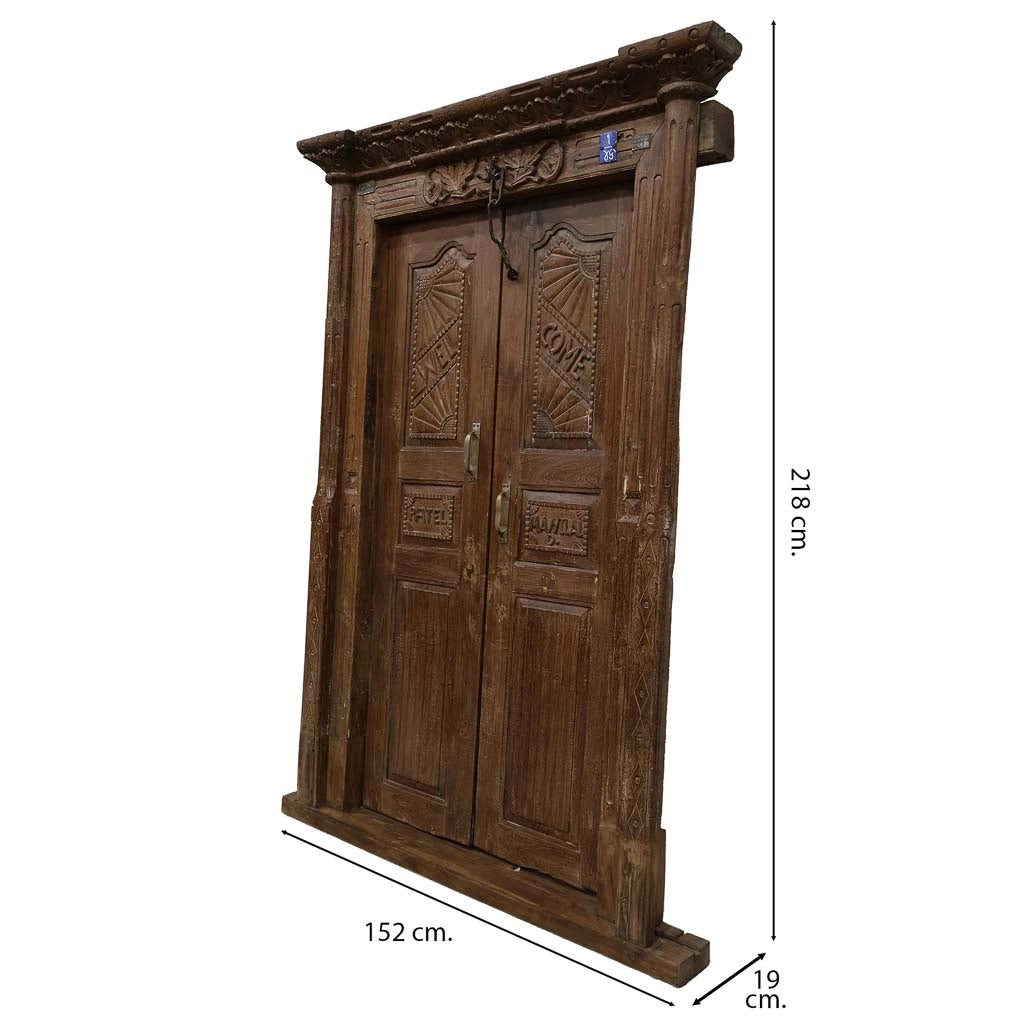 Porta in legno marrone 152x19x218h cm