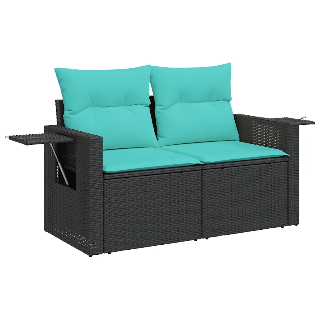 Set Divani da Giardino con Cuscini 7pz Nero Polyrattan 3327116