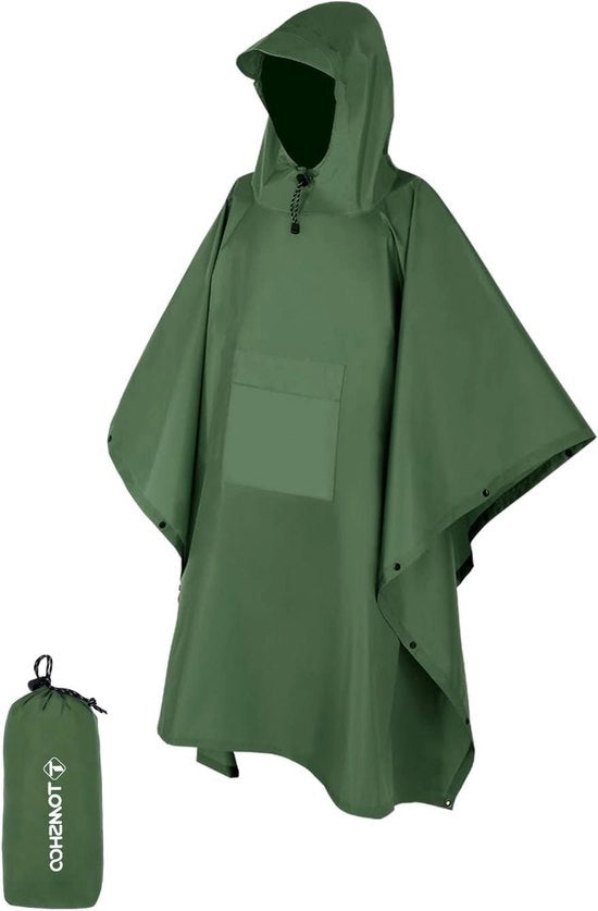Poncho da pioggia con cappuccio - impermeabile e multifunzionale - 1 pezzo