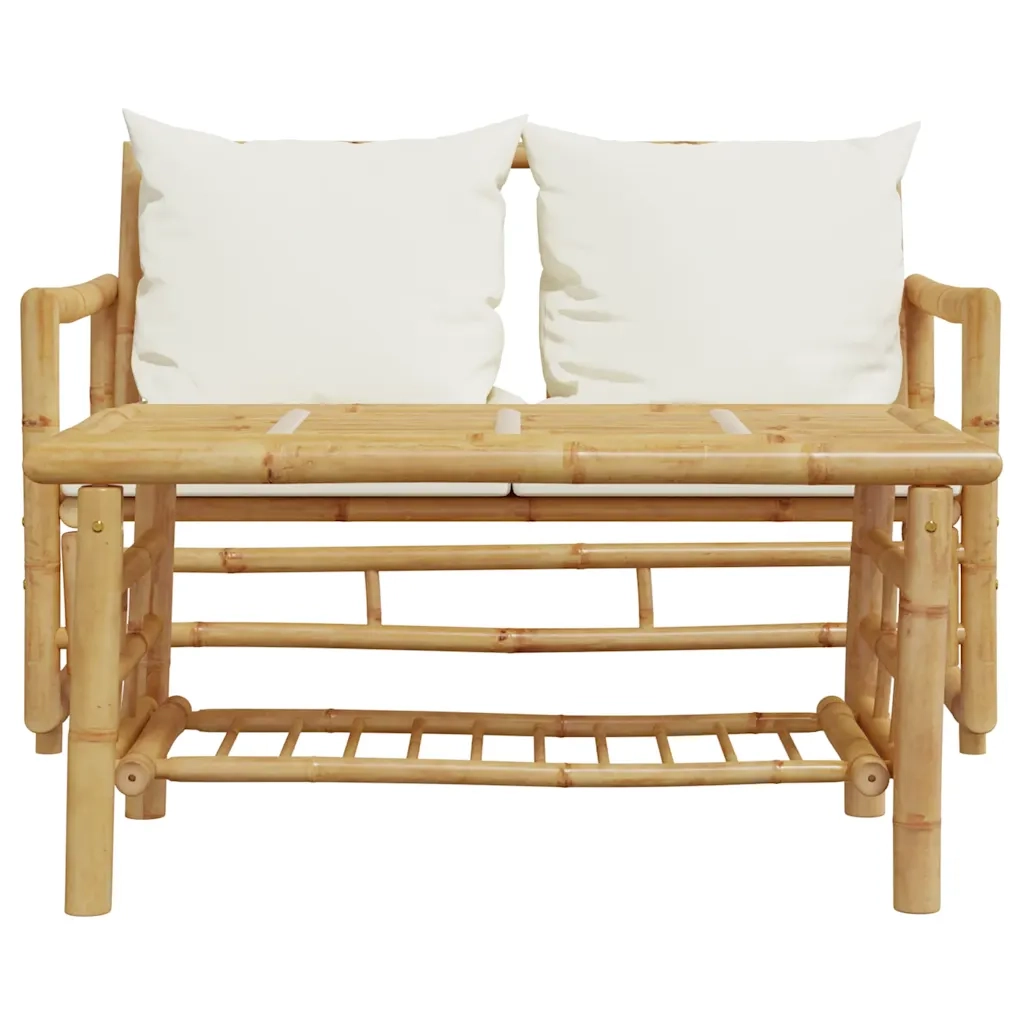 Set di divani da giardino 2 pezzi con cuscini in bambù 365870