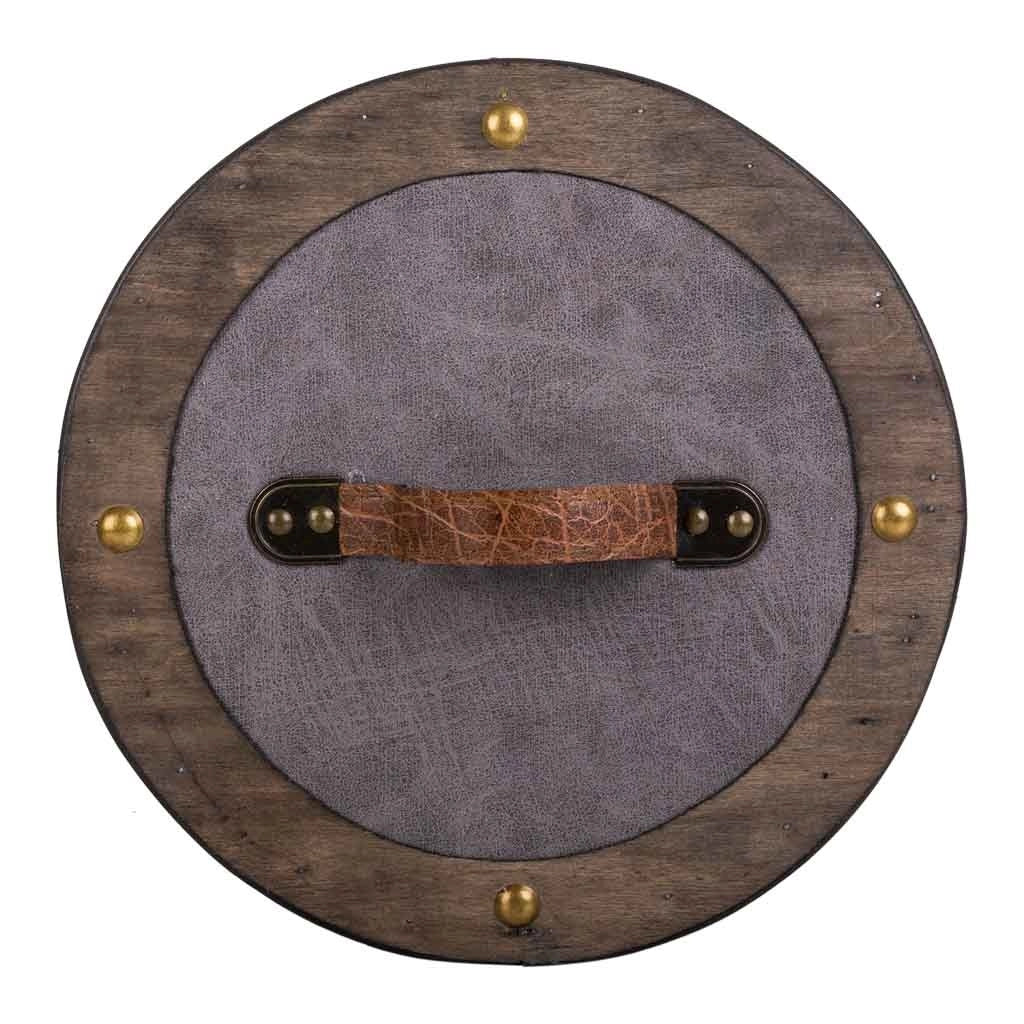 Scatola tonda in legno foderata grigia 30x30x27h