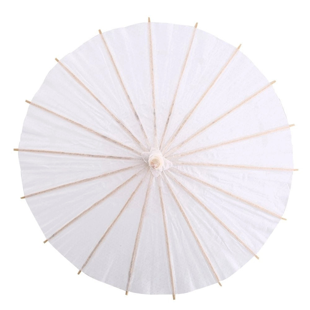 Trade Shop - Ombrello Bambu Bianco 30 Cm Carta Legno Sposa Wedding Matrimonio Ombrellino -