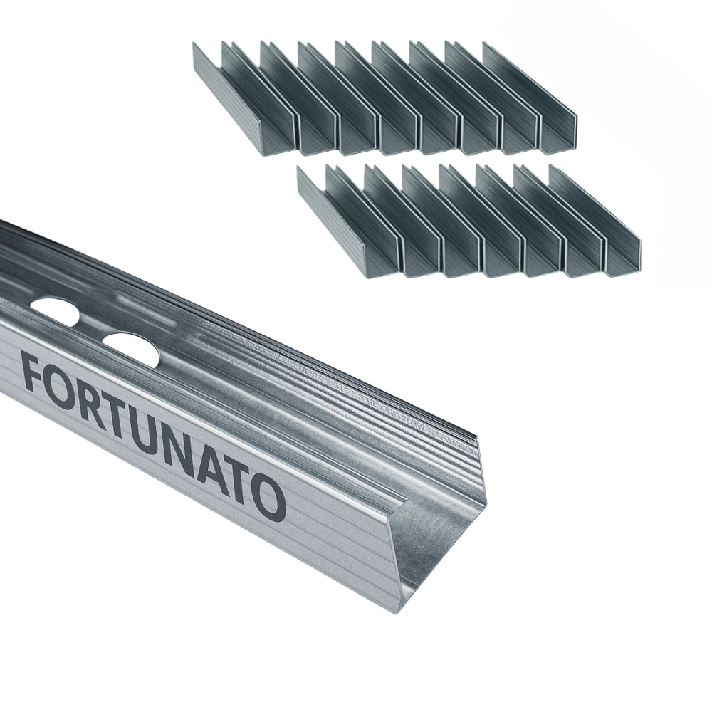 Montante c standard 2 m profilo preforato sp 0,6 mm fissaggio cartongesso 16 pz *** misure 27 x 48 x 27 mm, confezione 1