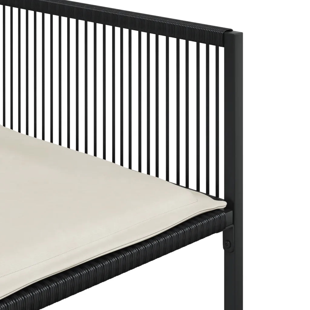 Set da Pranzo da Giardino 5 pz Nero con Cuscini in Polyrattan 3295008