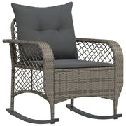Sedia a Dondolo da Giardino | Sedie da Esterno con Cuscini in Polyrattan Grigio
