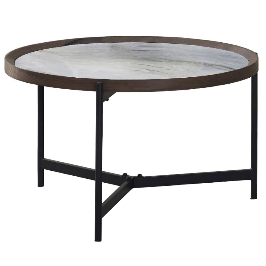 Tavolino da caffè VANOS in MDF blu e bianco