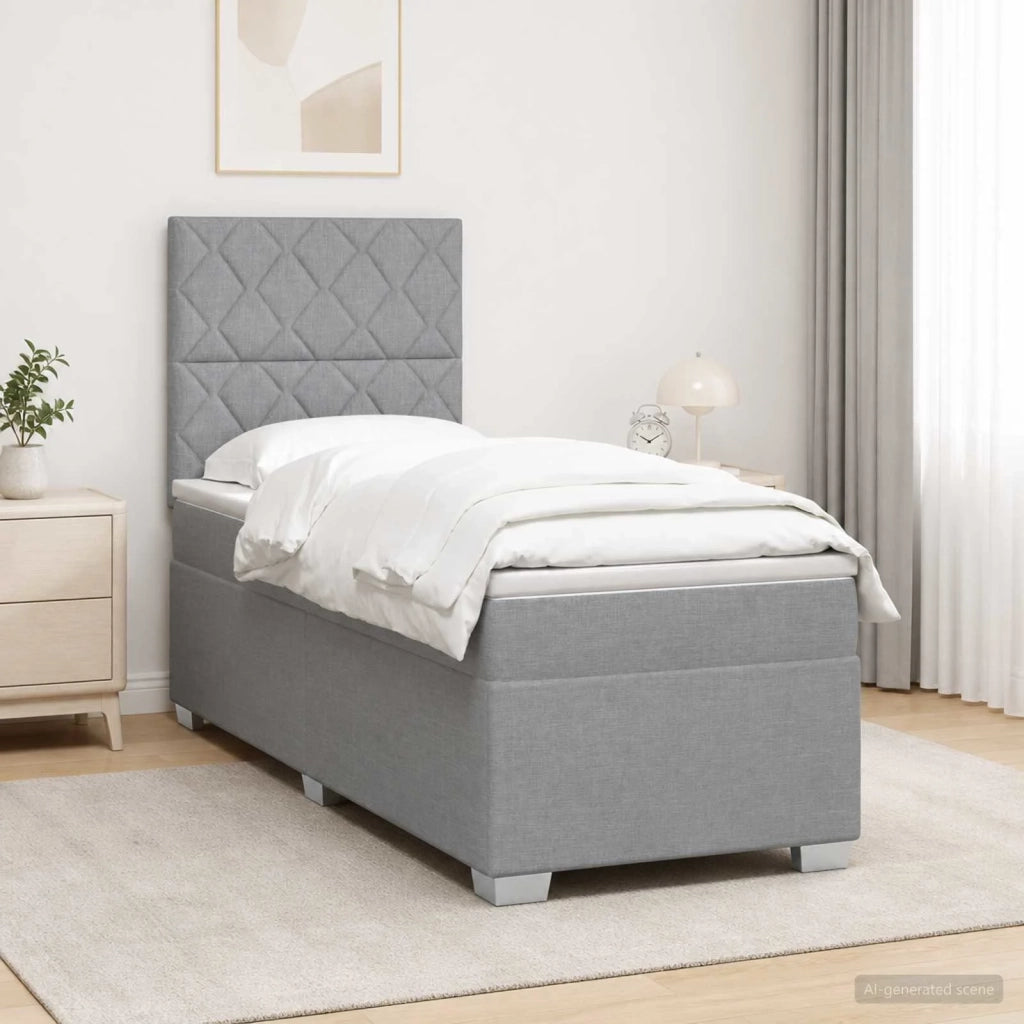 Letto box spring con materasso Grigio Chiaro 100 x 200 cm 3453346
