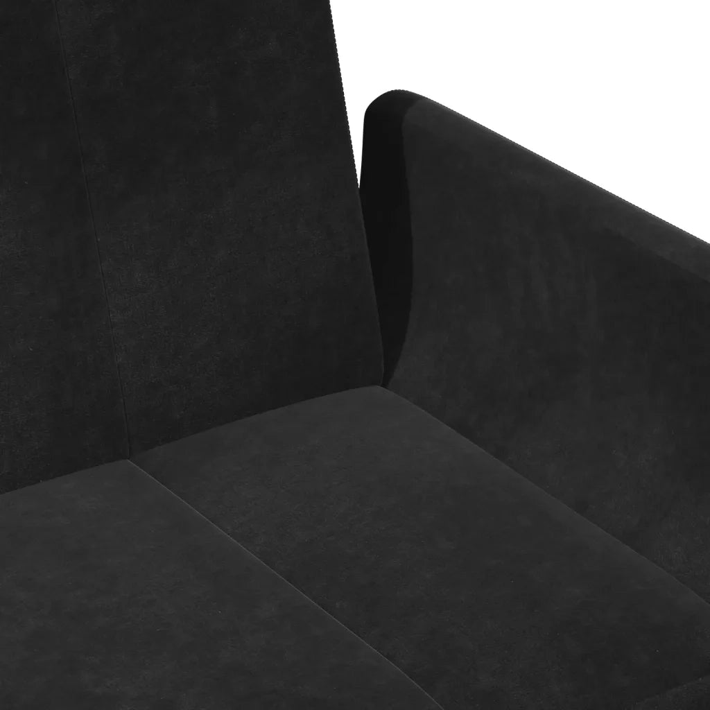 Divano Letto a 2 Posti con Poggiapiedi Nero in Velluto 3258154