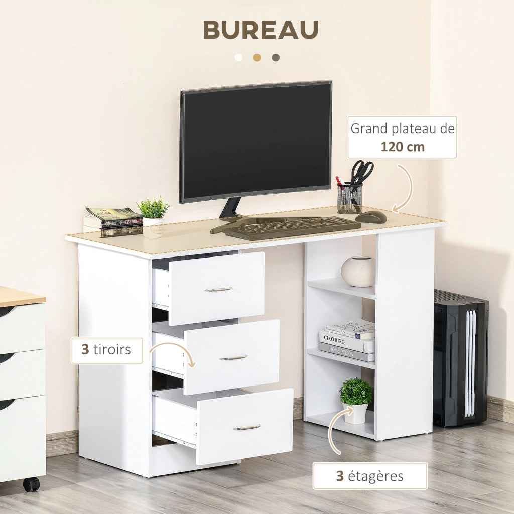 Scrivania con scaffale e cassetti ¨C Minimal ¨C bianco 120x50x cm