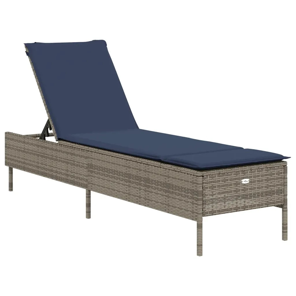 Lettino prendisole con Cuscino in Polyrattan Grigio 4002725