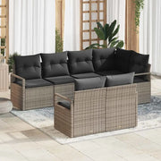 Set Divano da Giardino con cuscino 7 pcs Grigio polyrattan