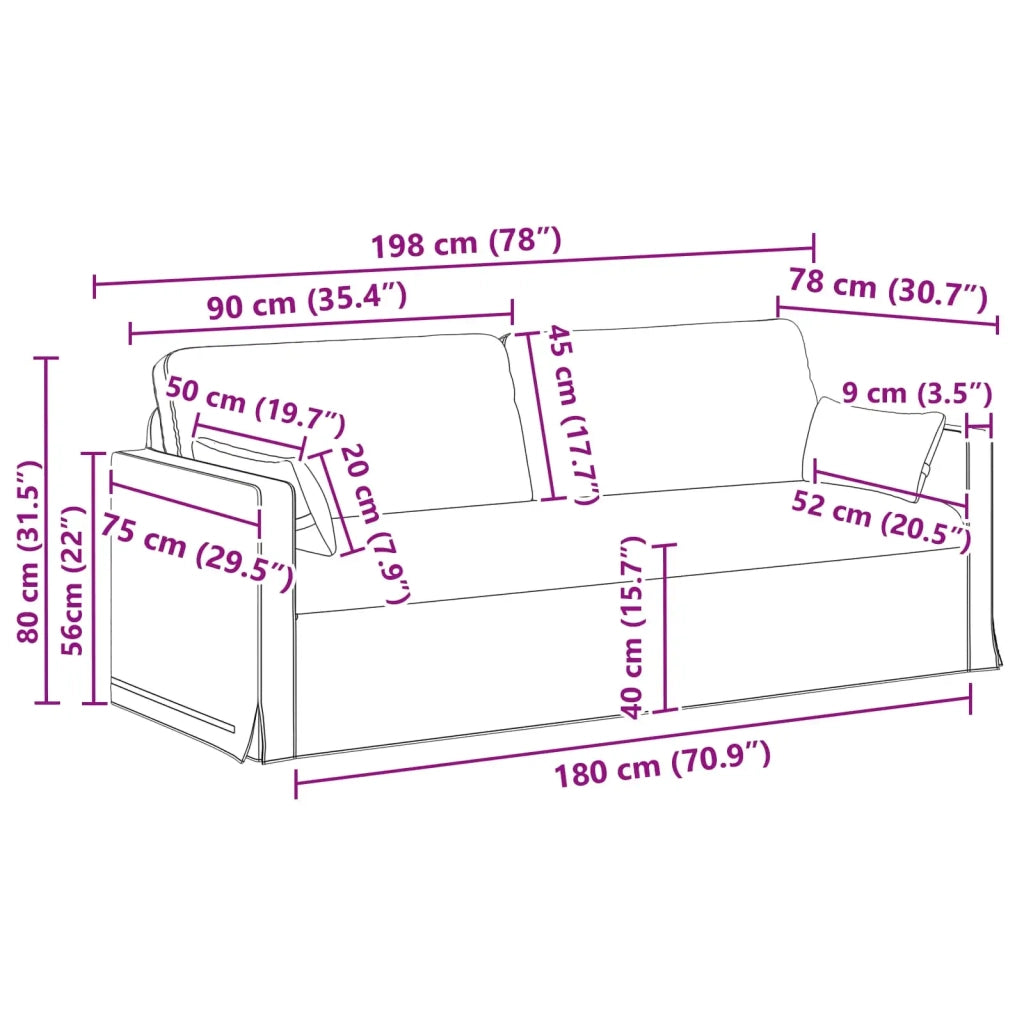 Set di divani 2 pcs Nero 198 x 78 x 80 cm Tessuto 3407583