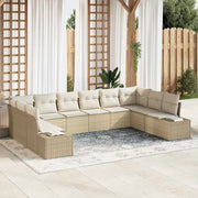 Set Divano da Giardino 10 pcs Beige e Crema Polyrattan 3355910