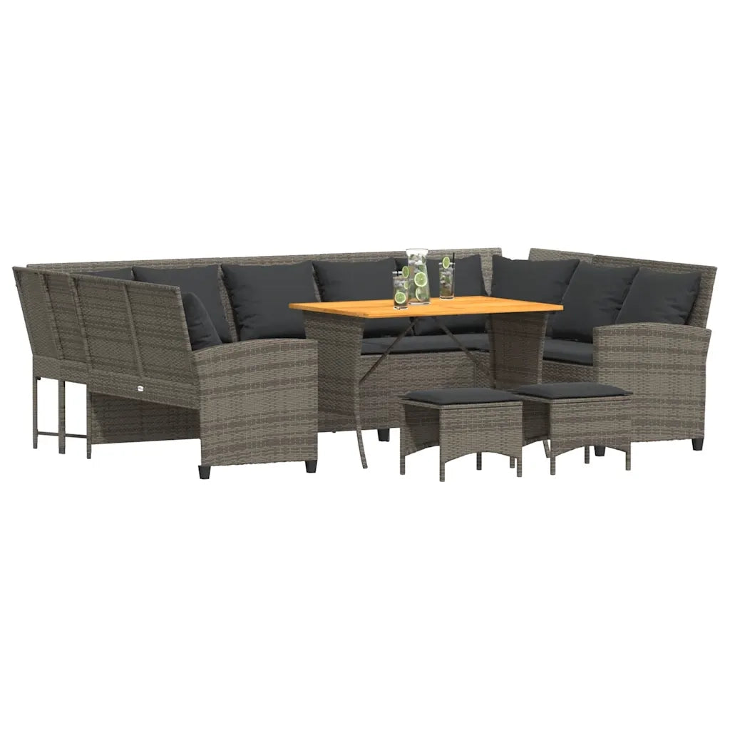 Set Divani da Giardino 4 pz con Cuscini in Polyrattan Grigio 3365339