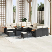 Set Divano da Giardino con cuscino 13 pcs Nero e Crema