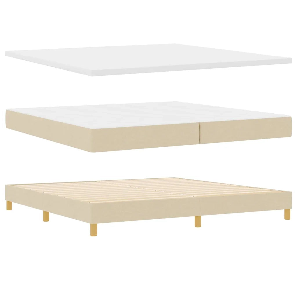 Letto a molle con materasso Crema 200 x 200 cm Tessuto 3340302