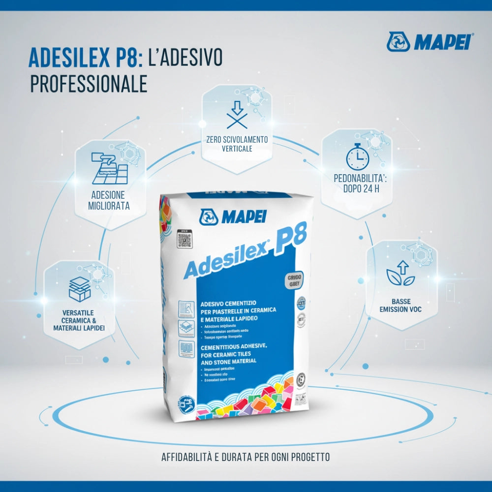 Adesilex p8 grigio adesivo cementizio mapei per piastrelle 25 kg