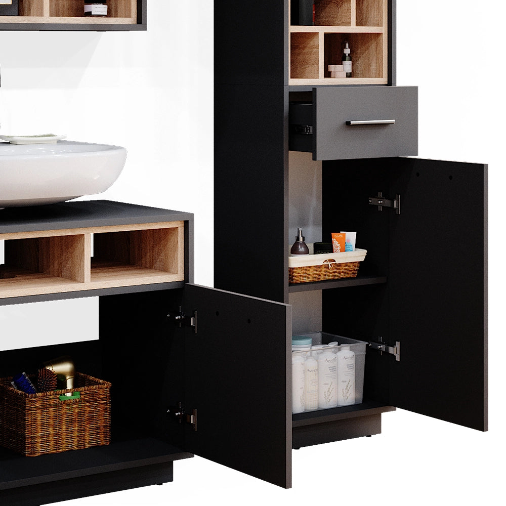 Vicco Set mobili bagno Antracite 3 parti, con colonna