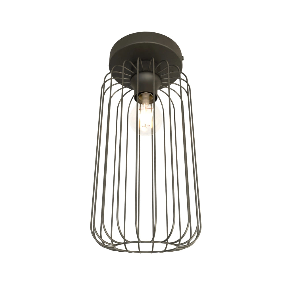 Plafonriera Minimal Industrial Vulcano 1 Luce Nera