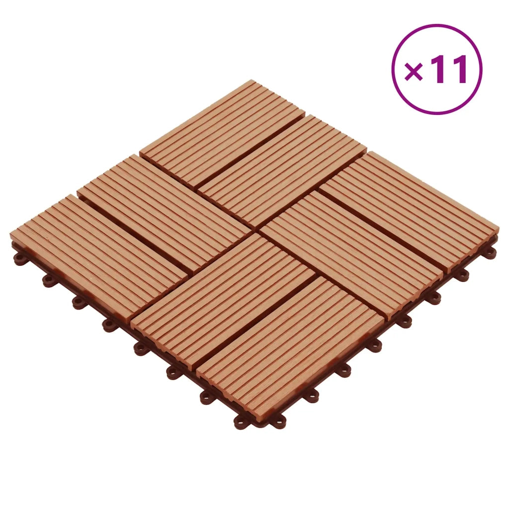 Piastrella per Decking 11 pcs Teak riciclato 30 x 30 cm WPC 42046677