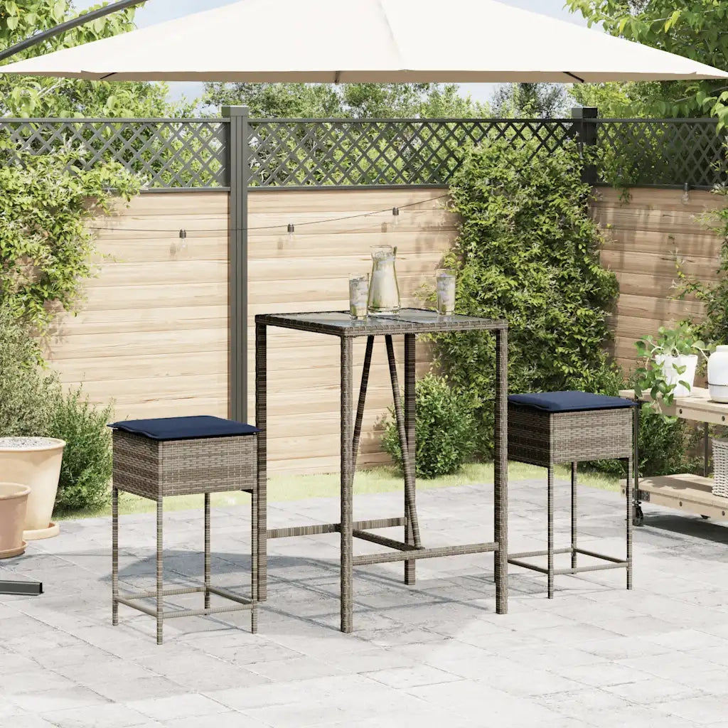 Sgabelli da giardino con Cuscini 2 pz in Polyrattan Grigio 368324