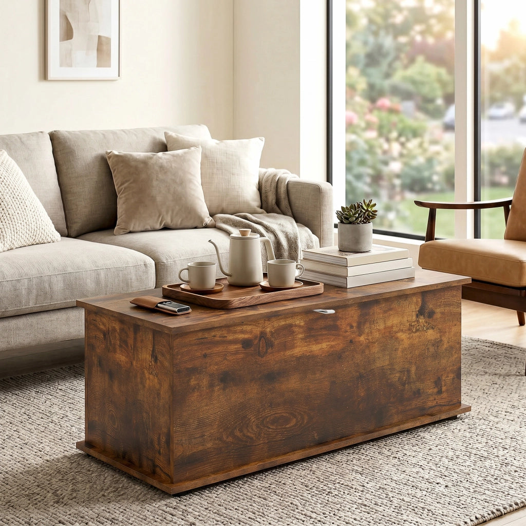 Panca contenitore in legno marrone ¨C Xylo ¨C 100x40x40 cm, capacit¨¤ 120 kg