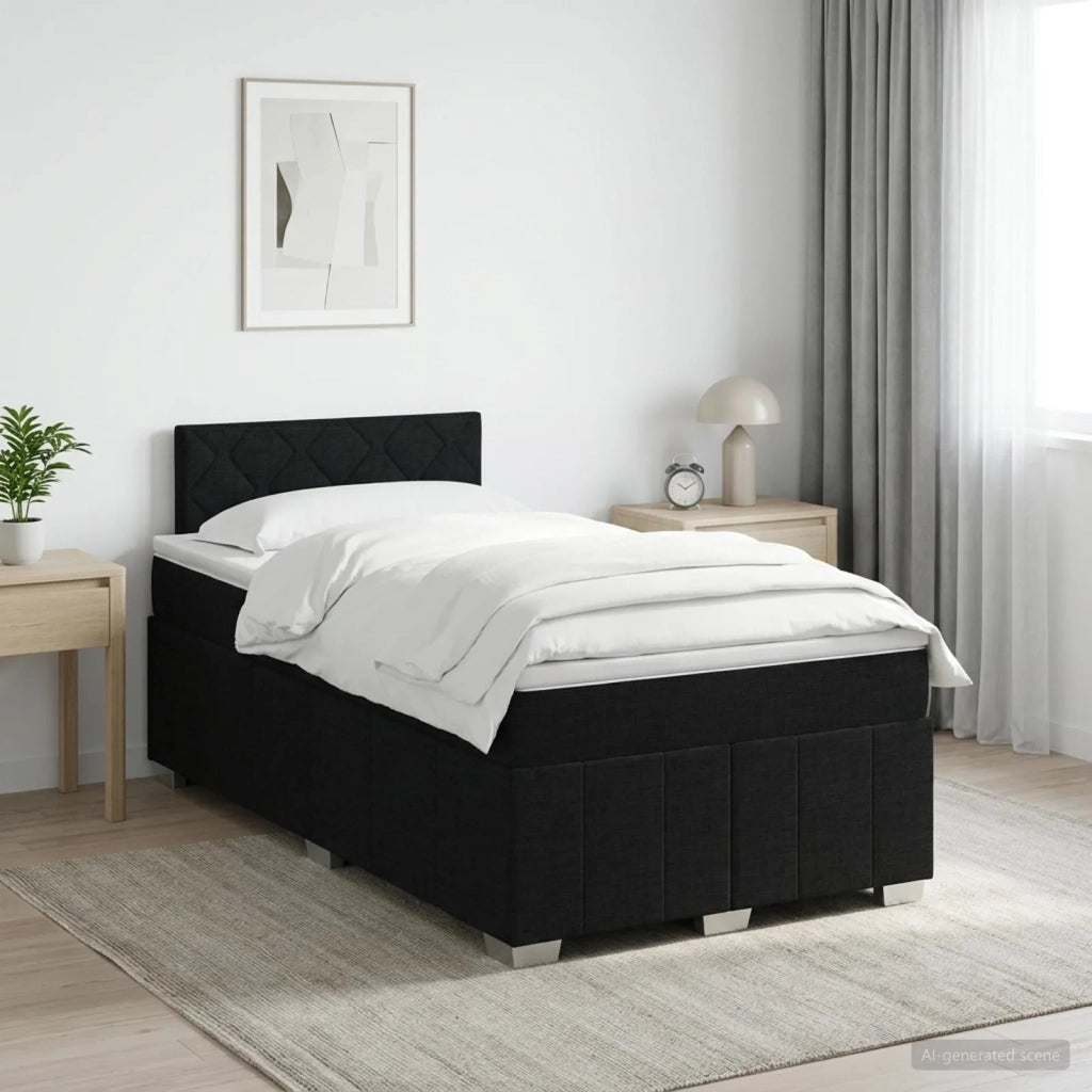 Letto box spring con materasso Nero 120 x 200 cm Tessuto 3451194