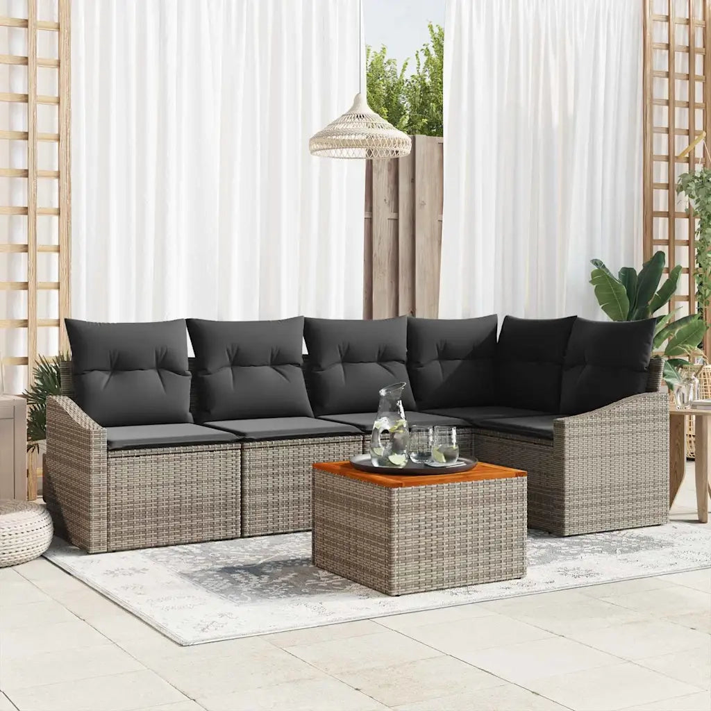 Set Divano da Giardino 6 pcs Grigio polyrattan 3356501