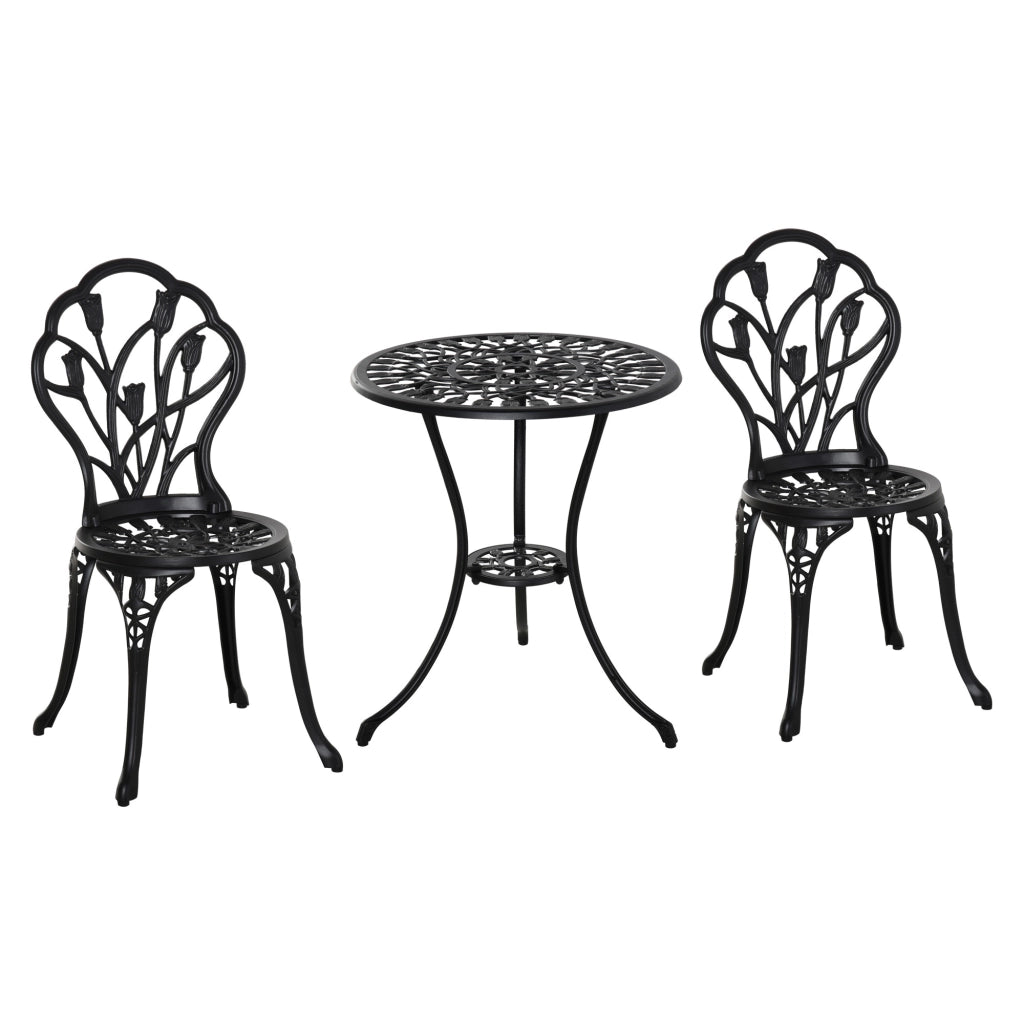 Set Tavolo da Pranzo con 2 Sedie ¨C Xylo ¨C Alluminio Nero per Balcone