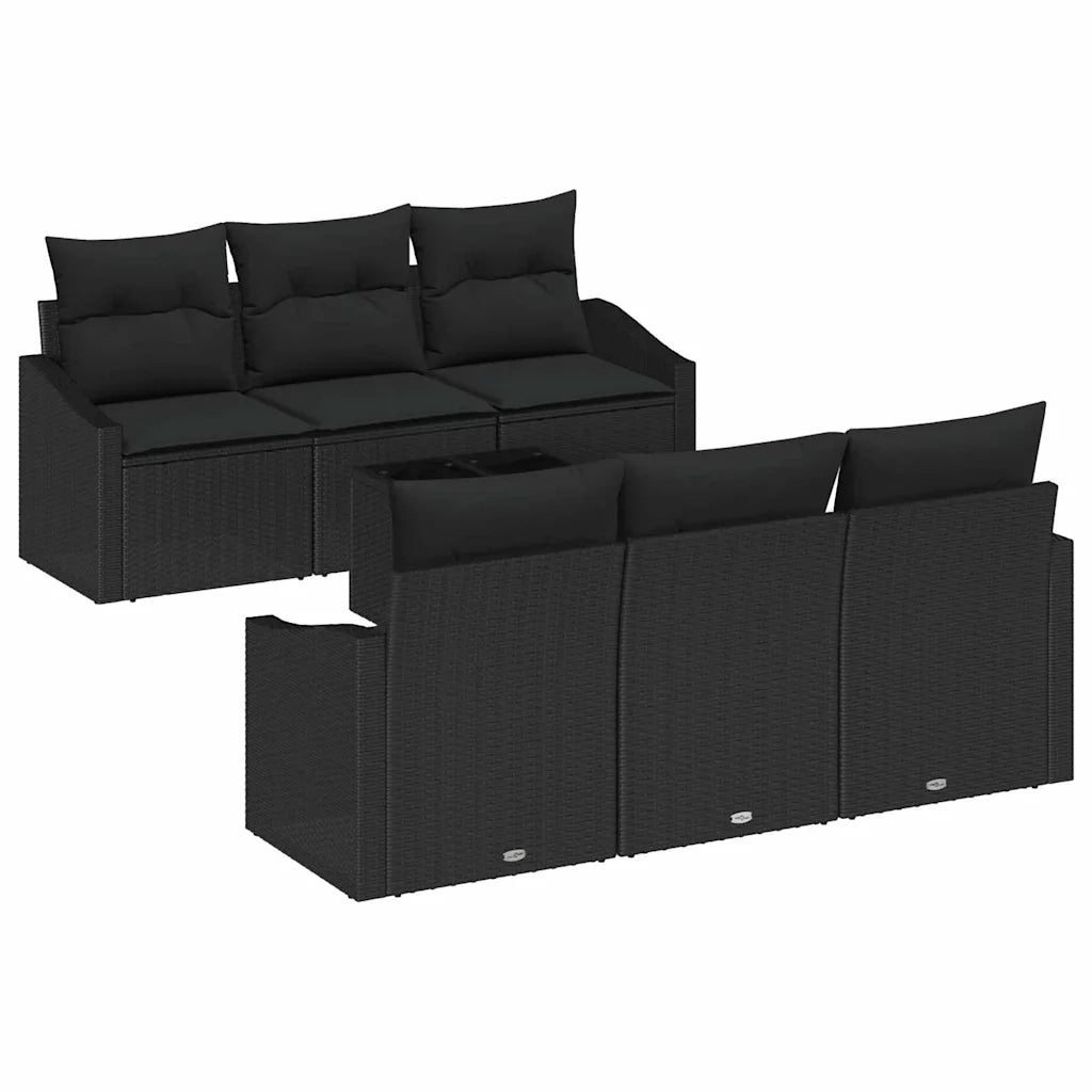 Set di divani con cuscino con cuscino 7 pcs Nero polyrattan 3346613