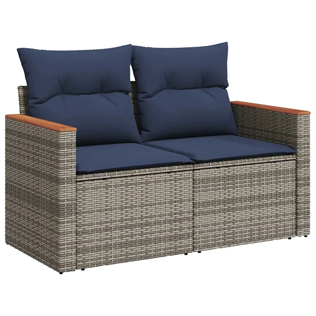 Set Divani da Giardino 7 pz con Cuscini Grigio in Polyrattan 3325932