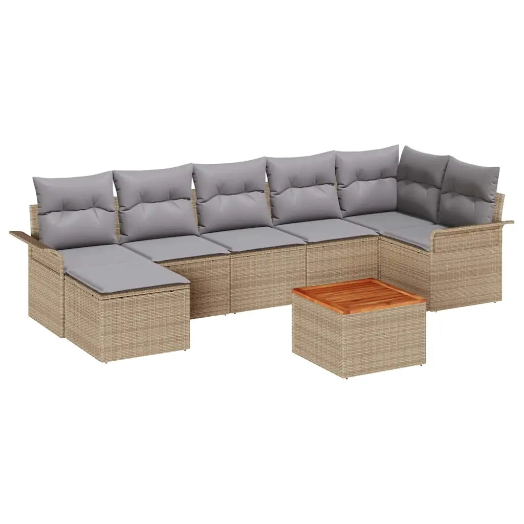 Set Divano da Giardino con cuscino 8 pcs Beige polyrattan 3347357